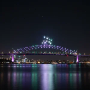 Vector Lights show on Auckland Harbour Bridge for Matariki 2025