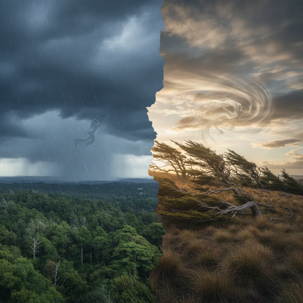 Dramatic sky showing rain and wind elements